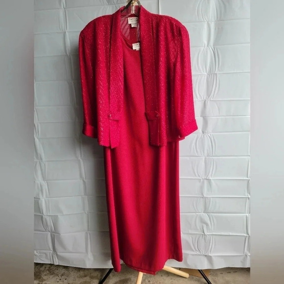 Tradition Petite Mother-of-the-Bride Two-piece  Red Glittery Dress Size 12 - Picture 2 of 16